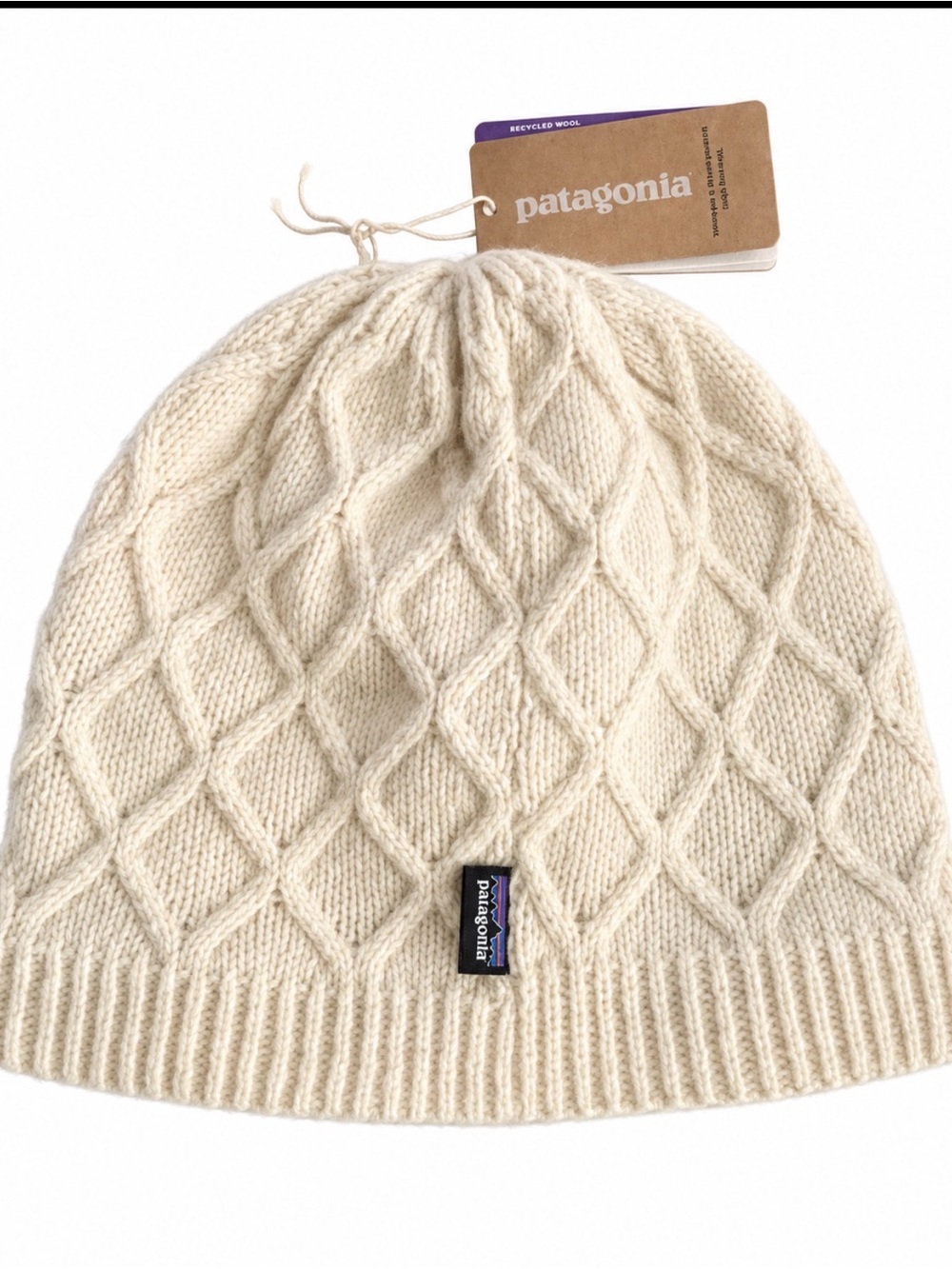 Patagonia Kids Cream Cable Knit Beanie